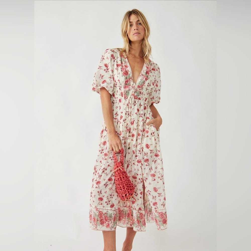 FREE PEOPLE Print LYSETTE Peasant Maxi Dress NWT S - Picture 7 of 9